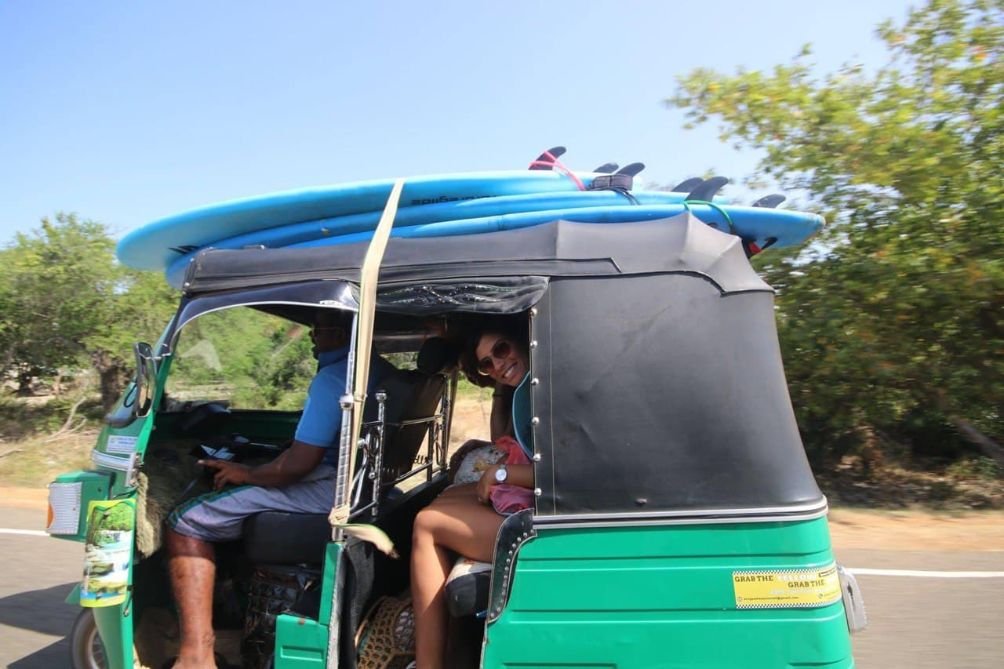 Transport of the rental surf boards to the surf spot